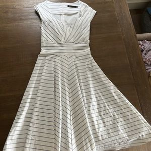 50’s inspired dress in white and blue stripe